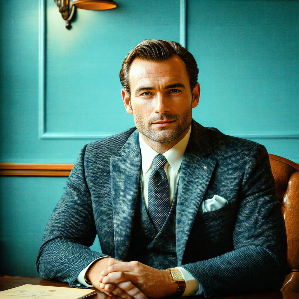 Man wearing a suit and tie, sitting in a chair and lookin...