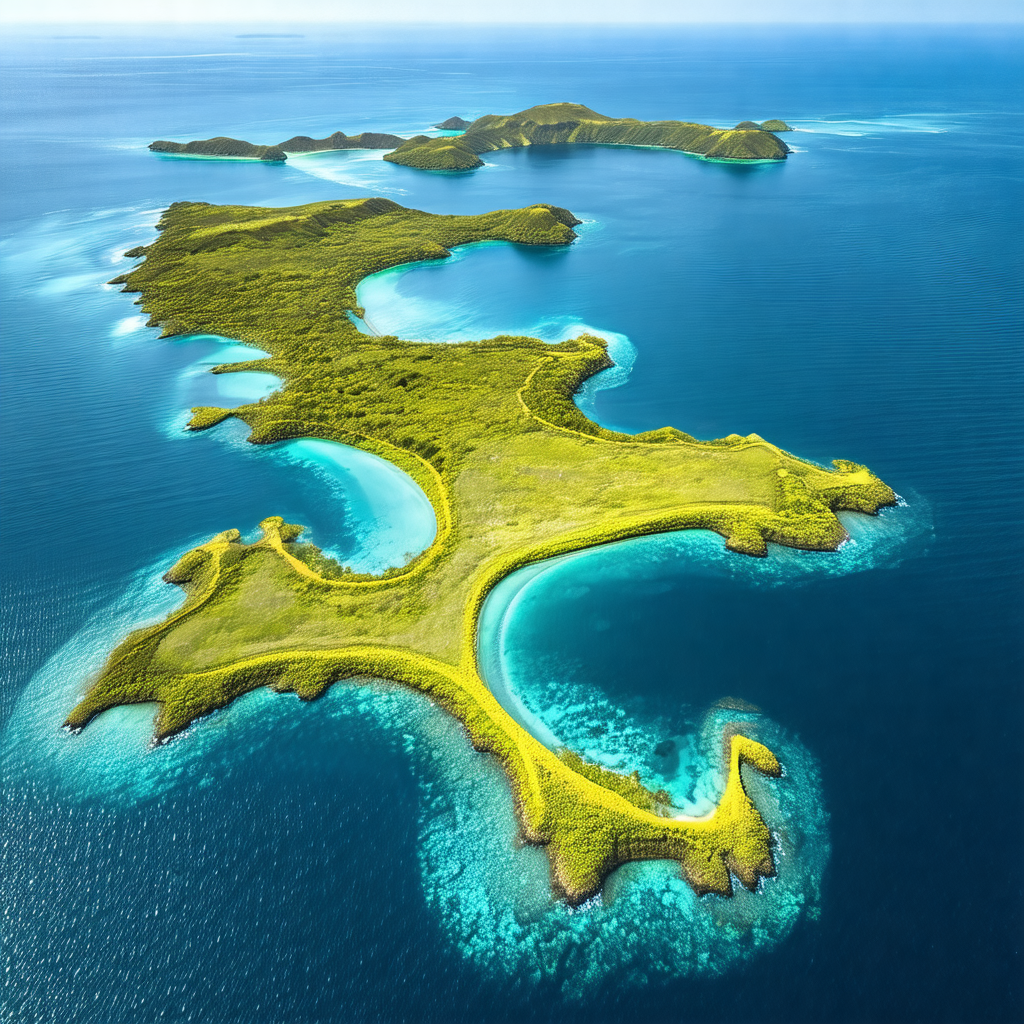 Beautiful tropical island surrounded by crystal blue waters