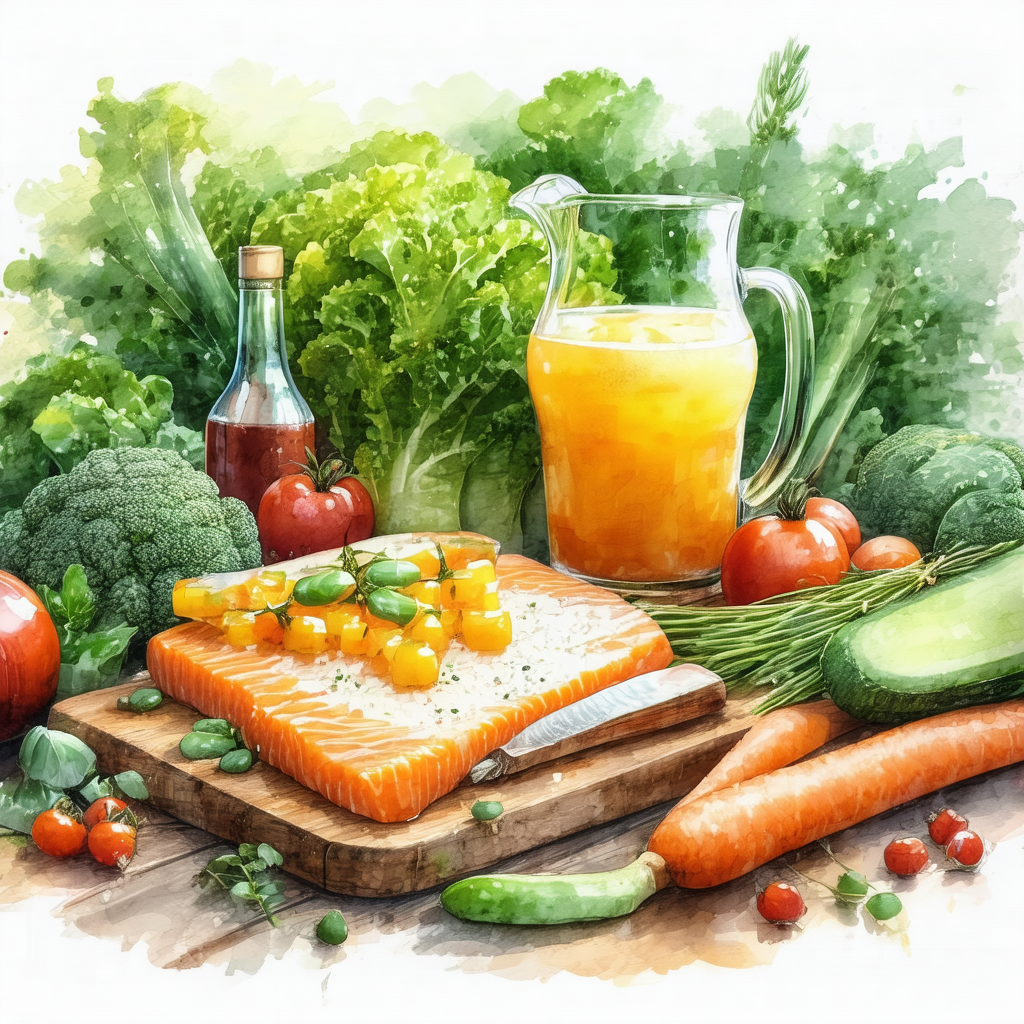 Wooden table filled with a variety of fresh vegetables an...