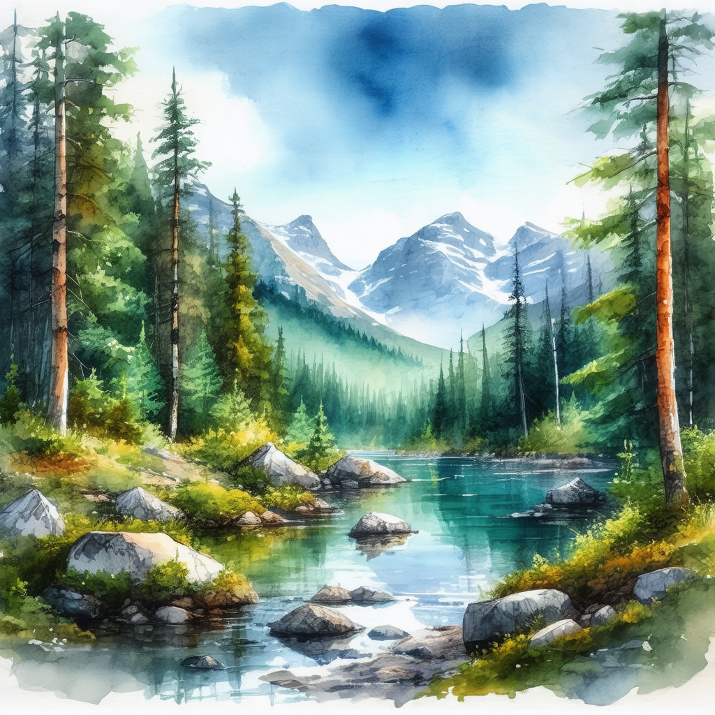 Serene scene of a river flowing through a forest
