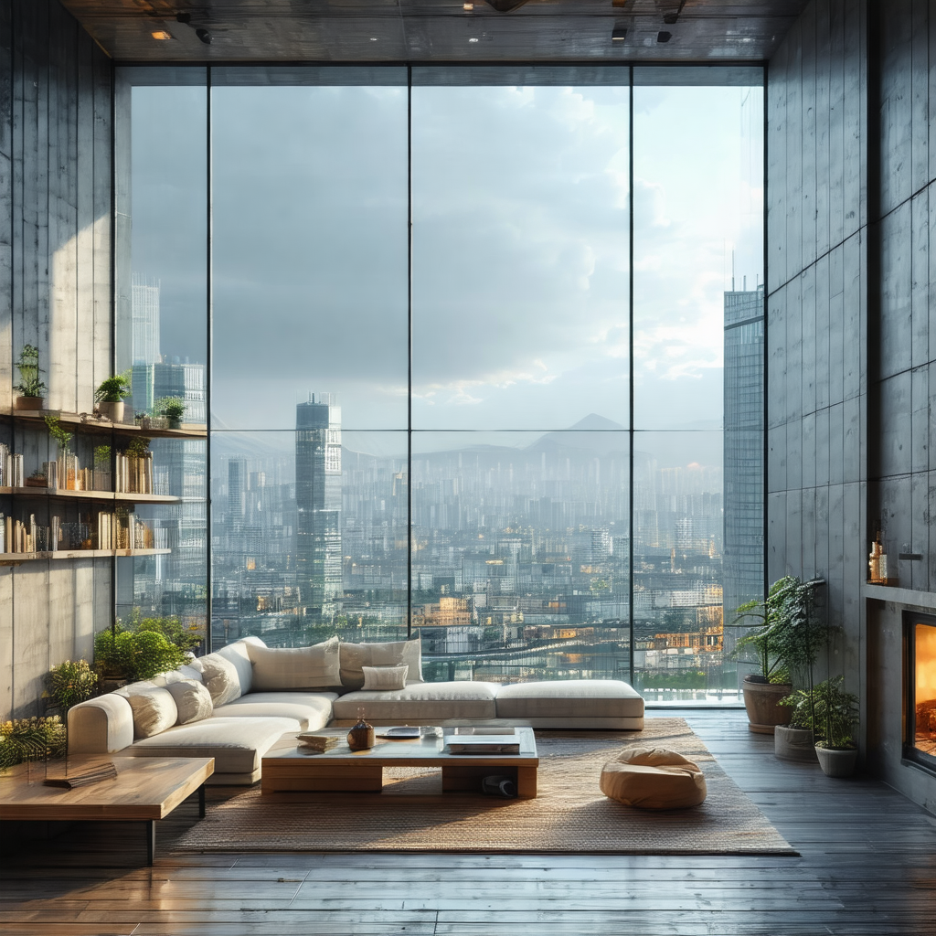 Large, modern living room with a large window that provid...