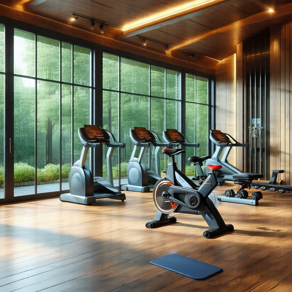 Large, well-equipped gym with a variety of exercise machines