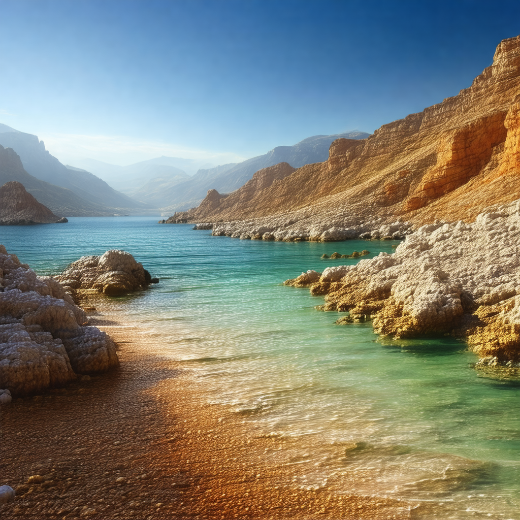 Beautiful beach with a large body of water, possibly a la...