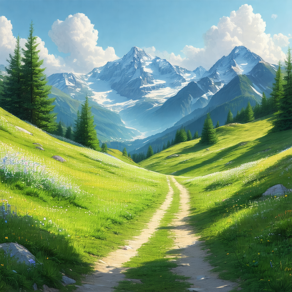 Picturesque scene of a mountainous area with a dirt road ...