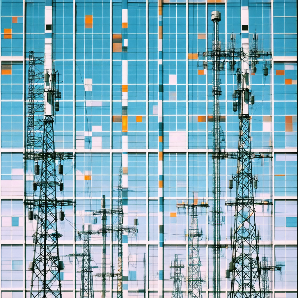 Large building with a row of tall, thin towers