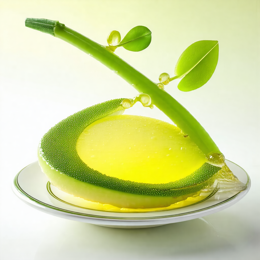 Plate with a slice of cucumber on it