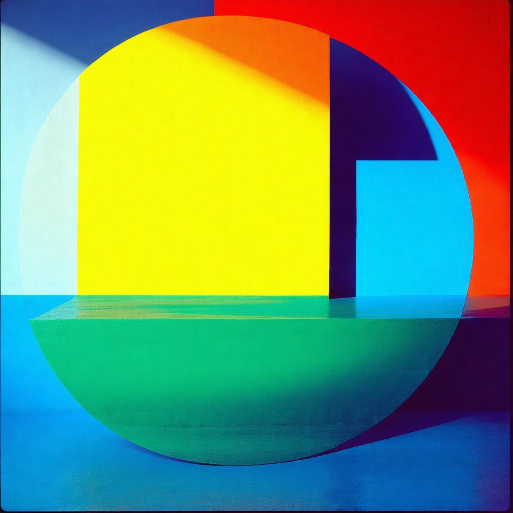 Large, colorful, and abstract sculpture in the center of ...