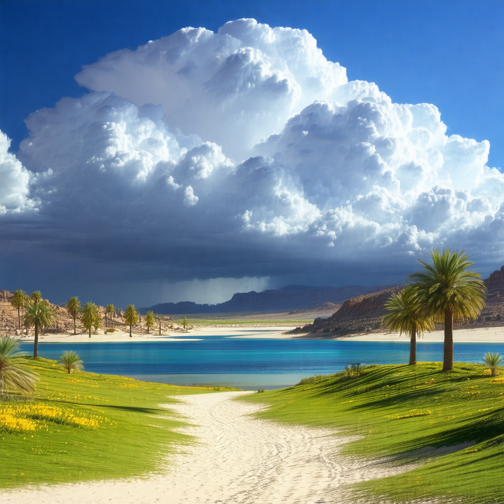 Beautiful beach scene with a large body of water in the b...