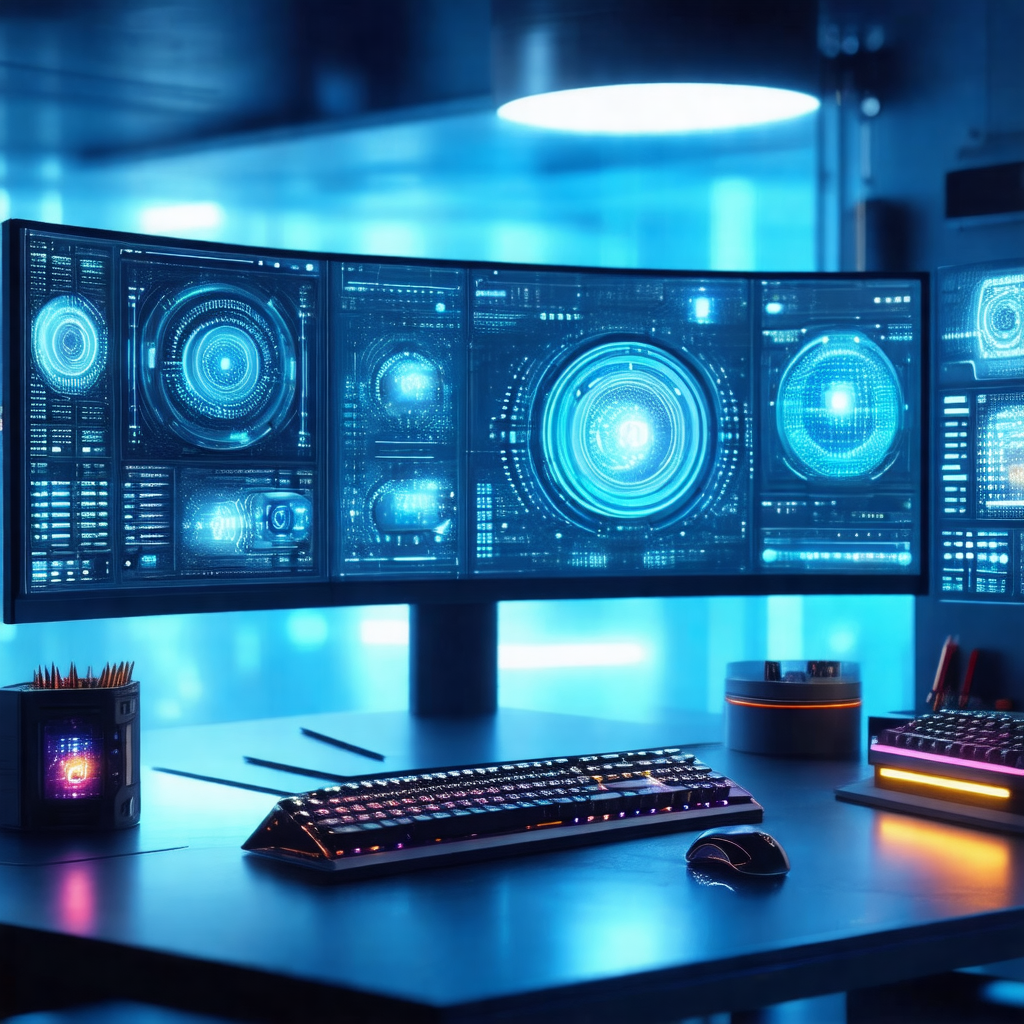 Large computer monitor sitting on a desk