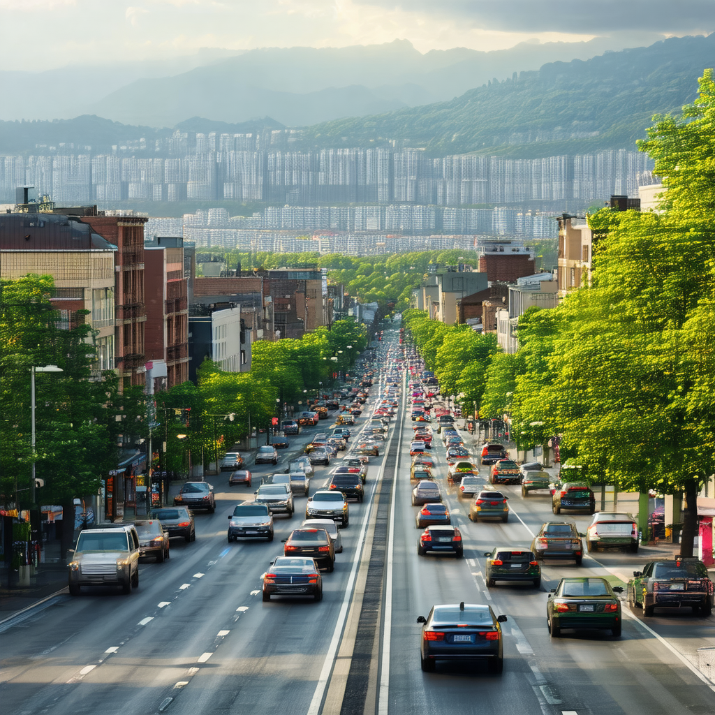 Busy city street filled with traffic