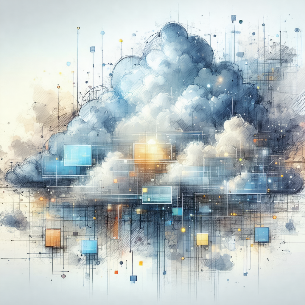 White and blue illustration of a cloud