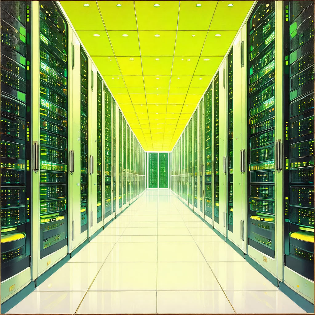 Painting of a computer server room
