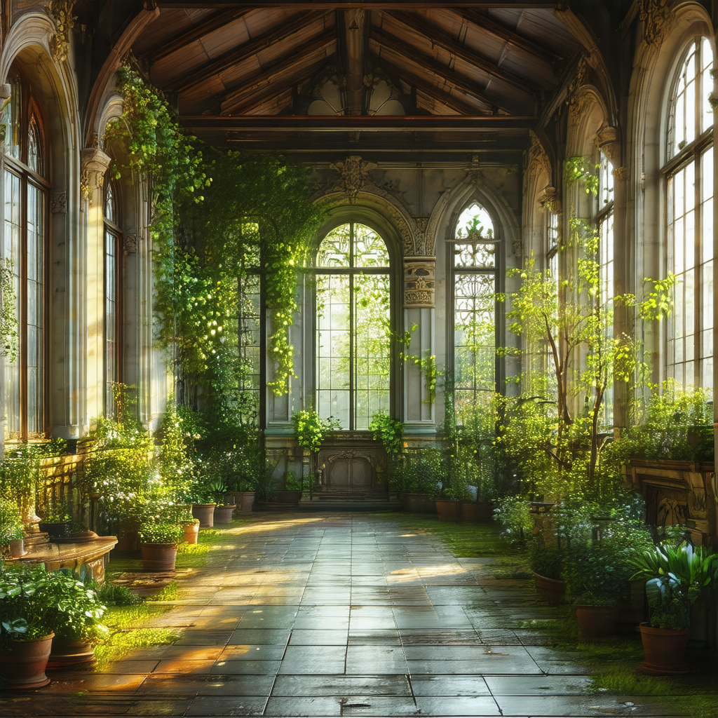 Large, ornate building with a beautiful garden setting