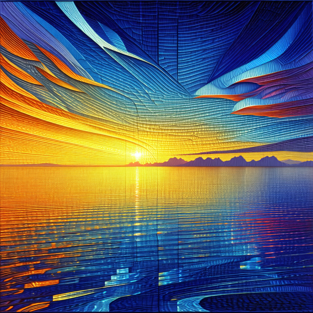 Beautiful sunset over a large body of water, possibly an ...