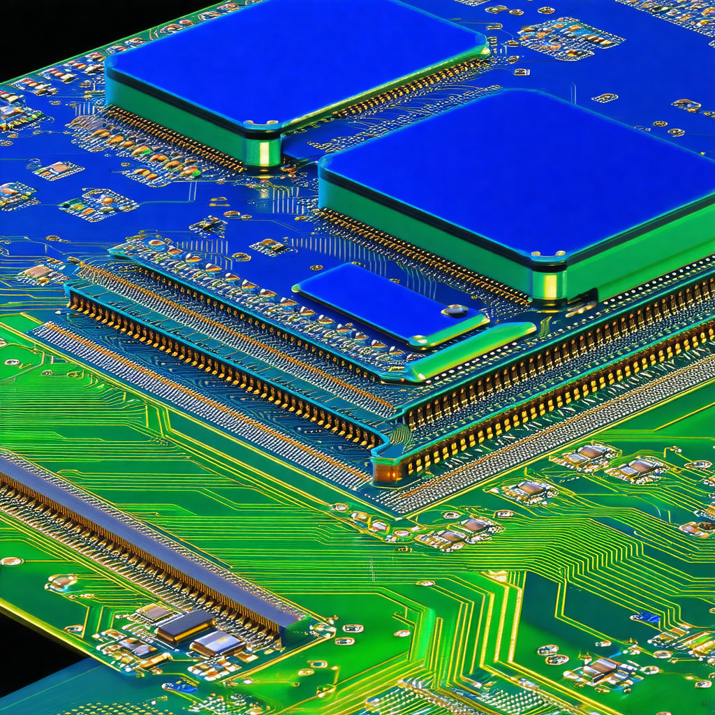 Close-up of a computer chip, which is a small square with...