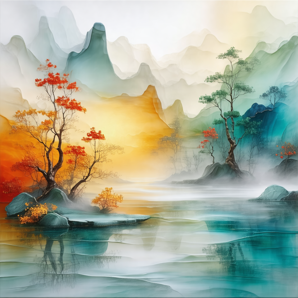 Serene scene of a river surrounded by mountains