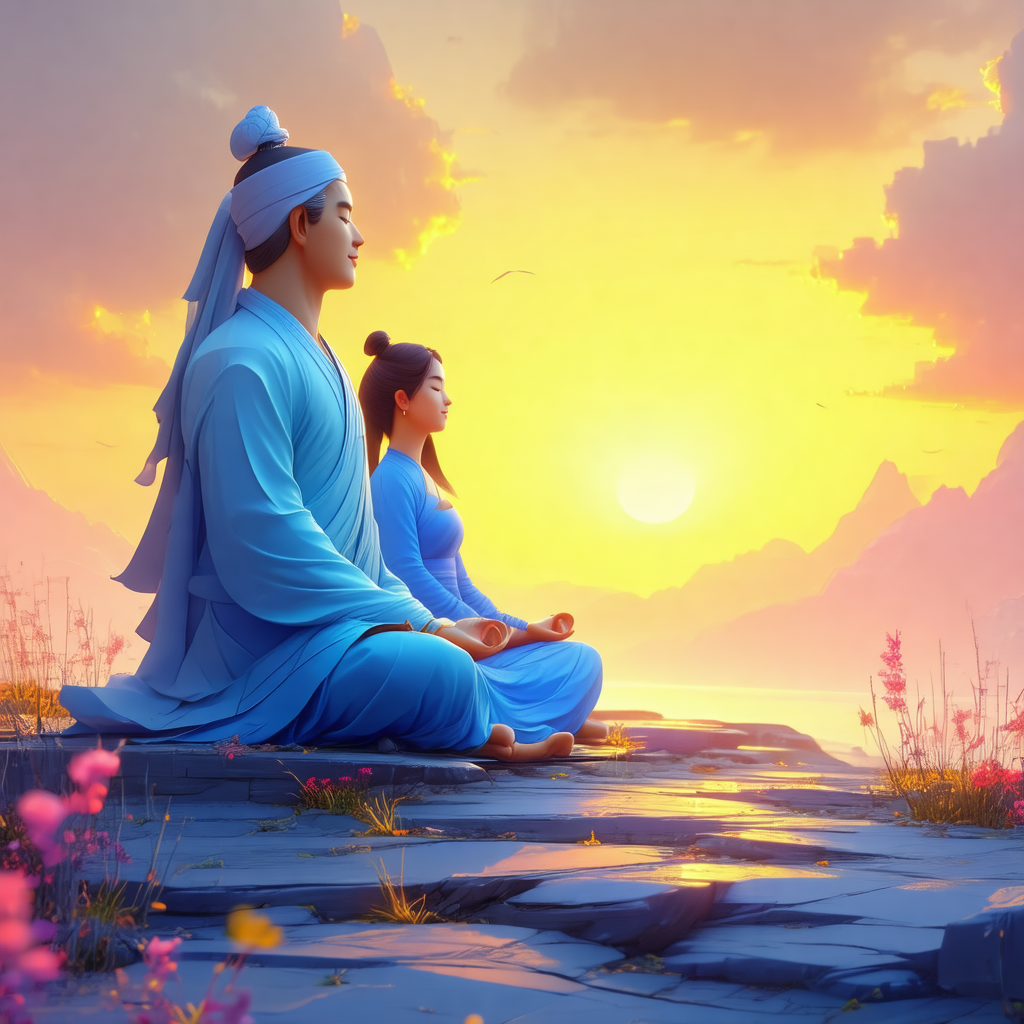 Man and a woman sitting on a rock, facing each other