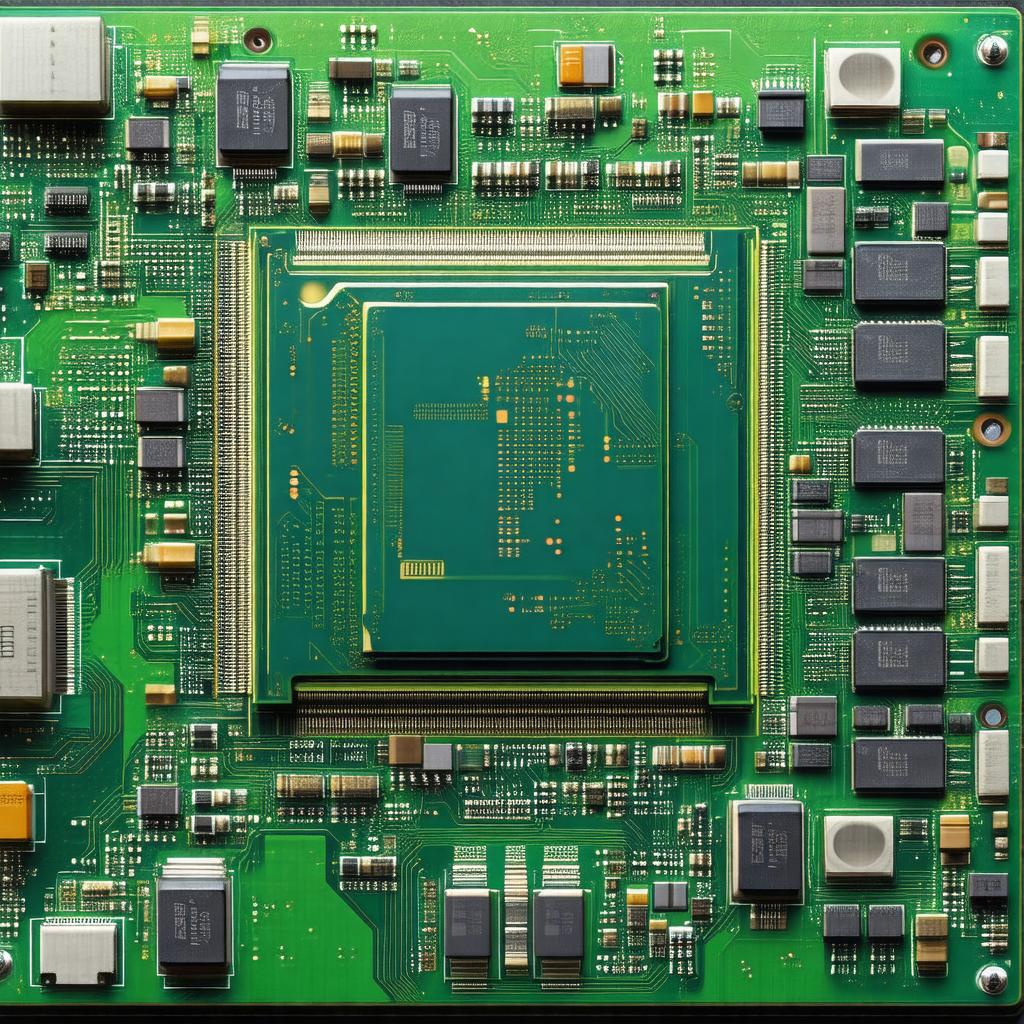 Close-up of a computer circuit board with various electro...