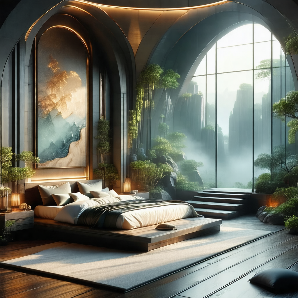 Large, well-lit bedroom with a large bed situated in the ...
