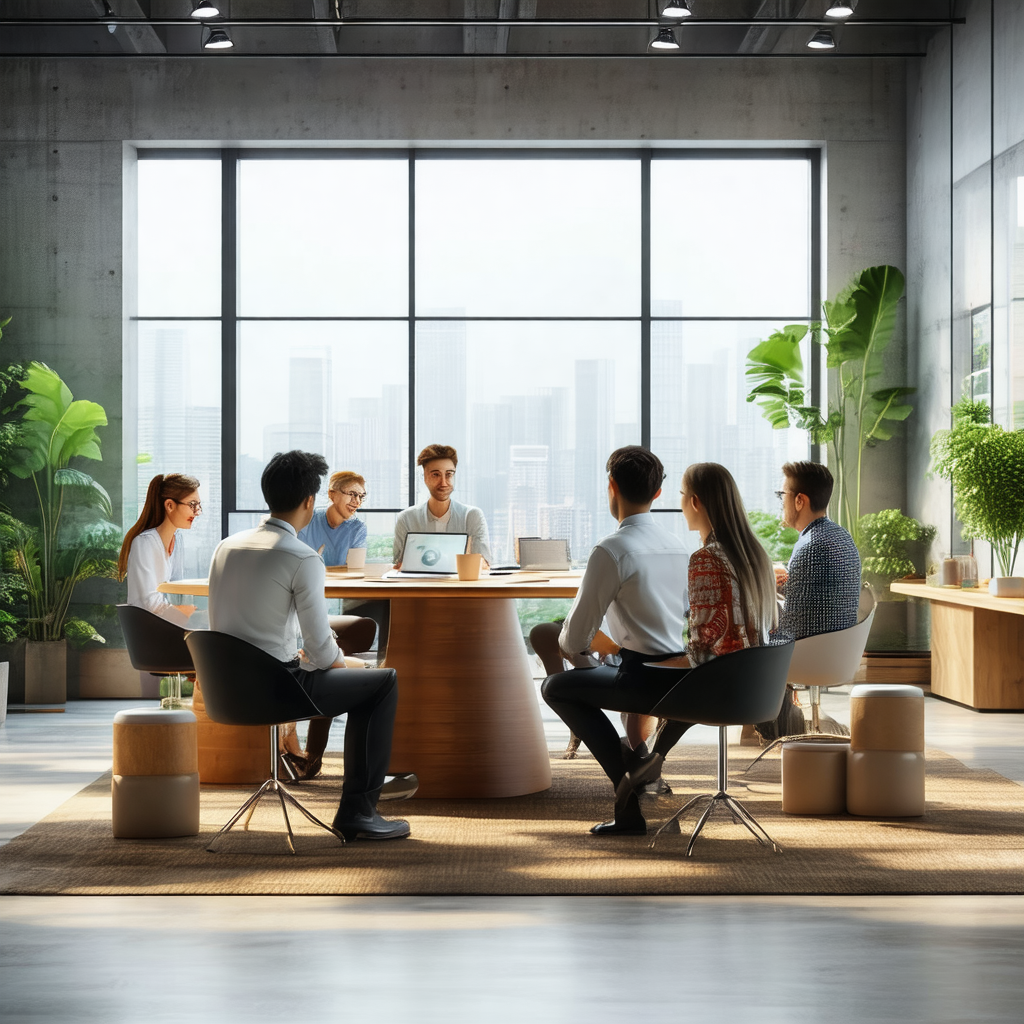 Group of people gathered in a conference room, sitting ar...