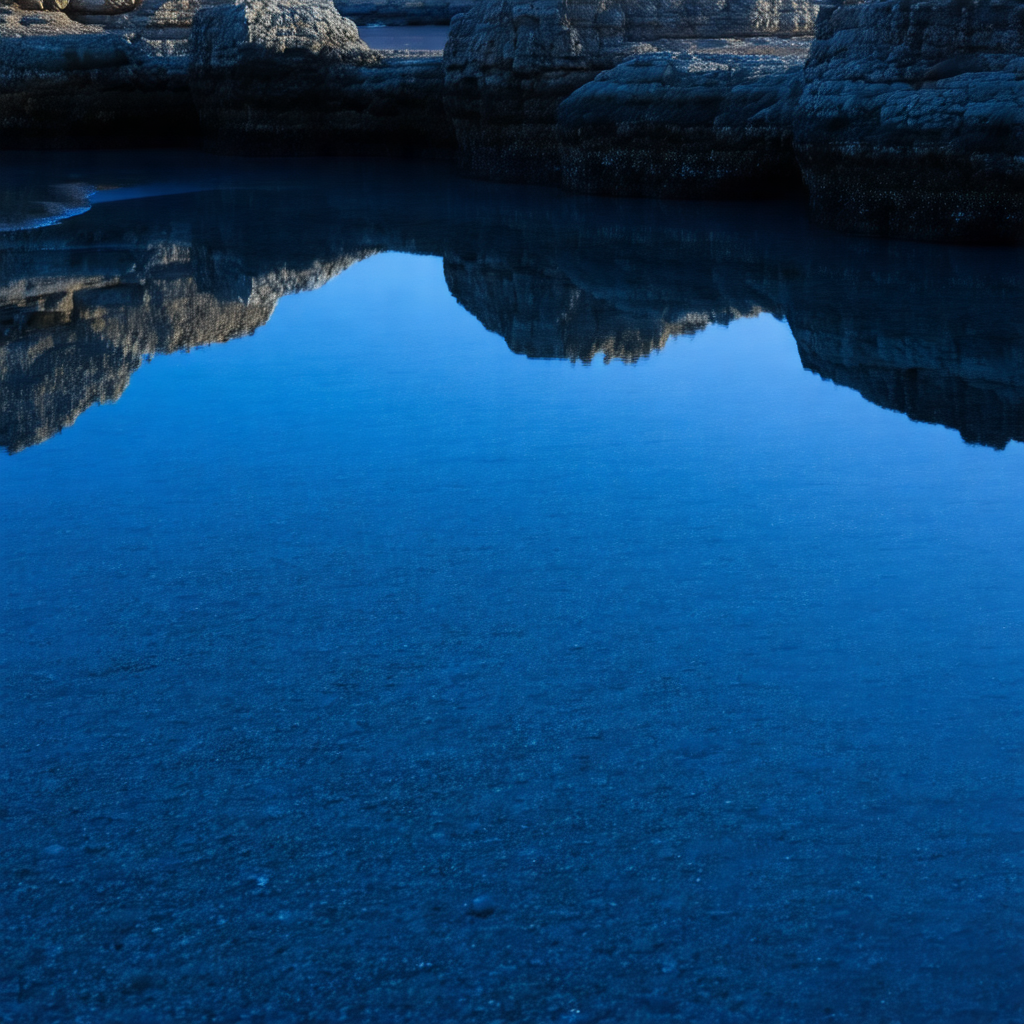 Serene lake surrounded by a rocky landscape