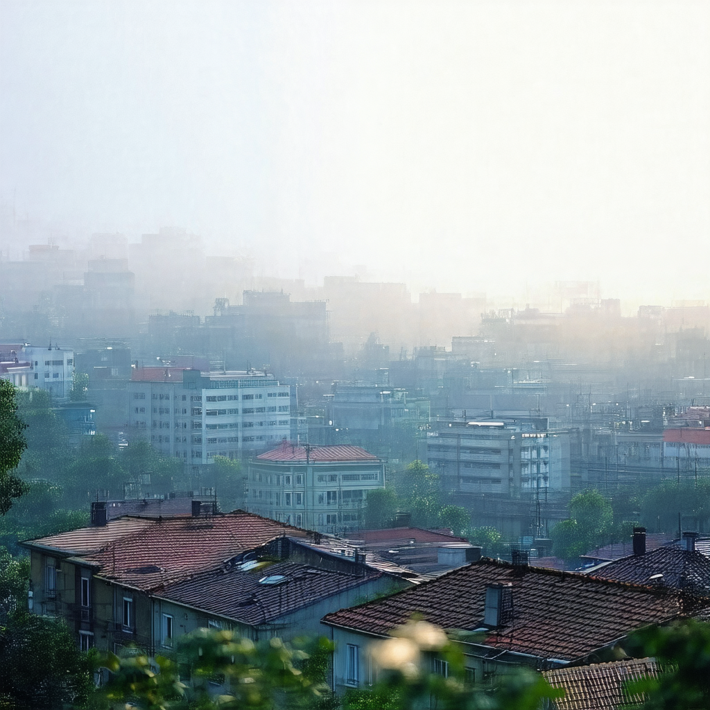 Cityscape with a large number of buildings, including apa...