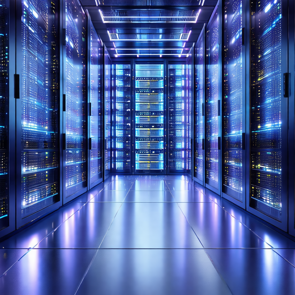 Large, well-lit room filled with rows of computer servers