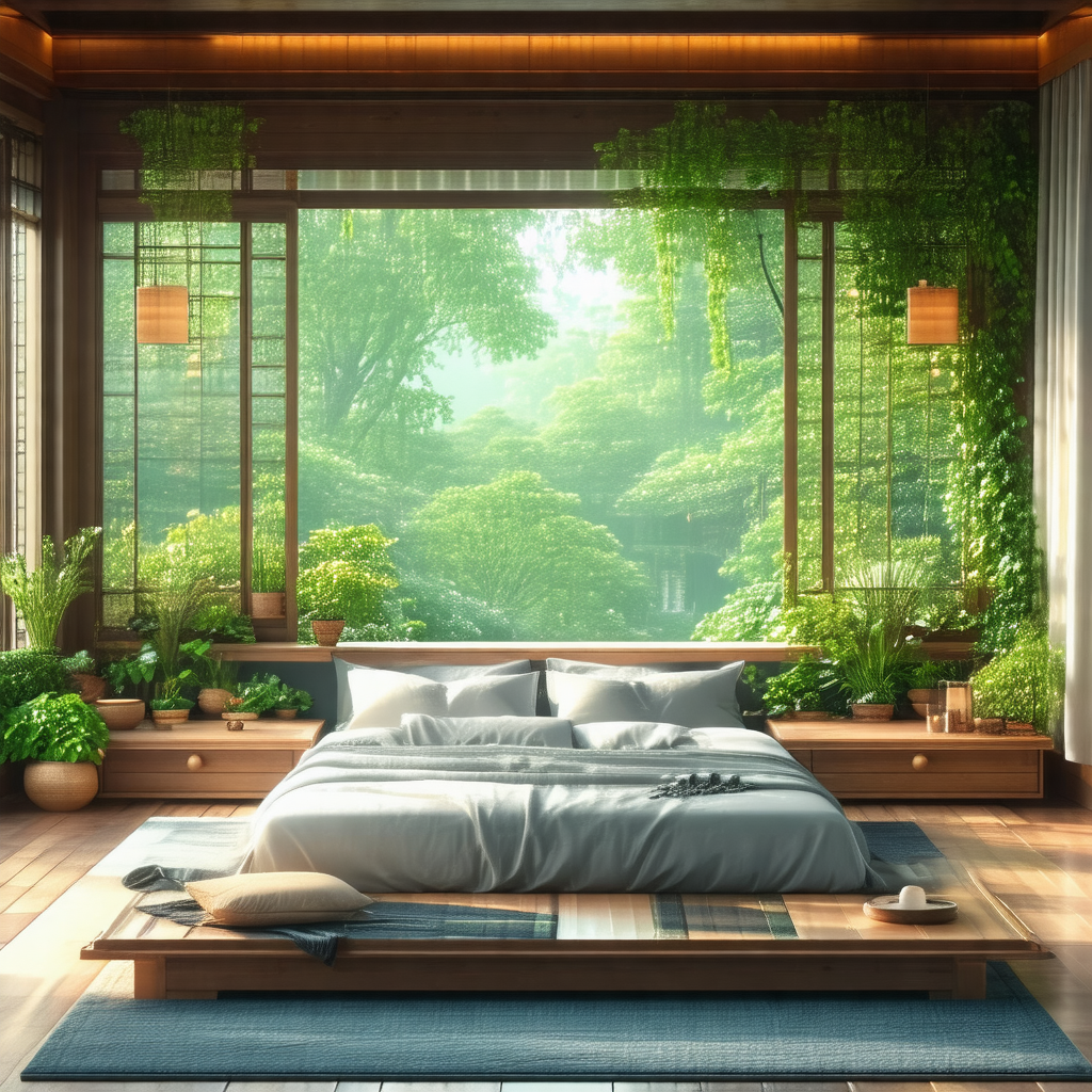 Large bedroom with a large bed placed in the center of th...