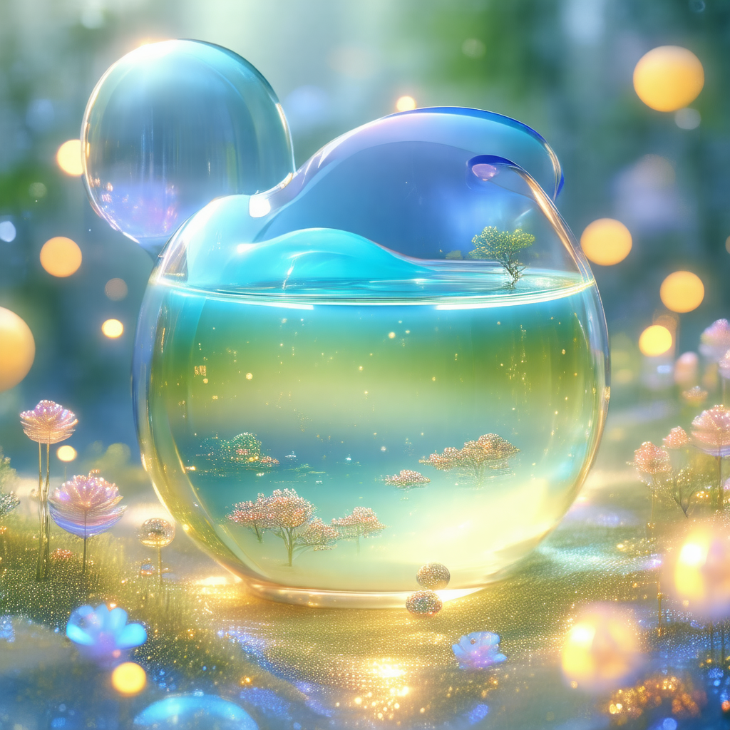 Large glass bowl filled with water, placed on a table