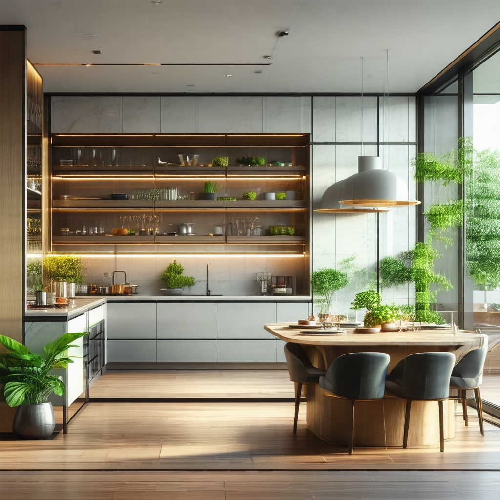 Large, modern kitchen with a variety of appliances and fu...