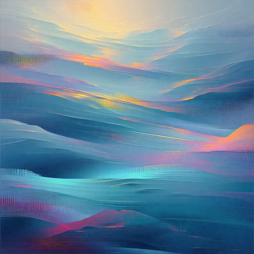 Painting of a beautiful sunset over a body of water