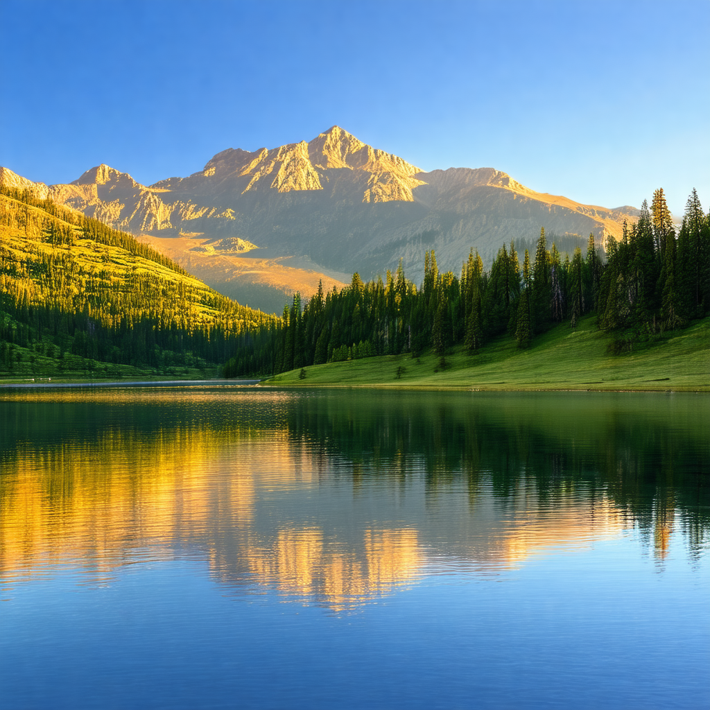 Serene lake surrounded by a lush green forest