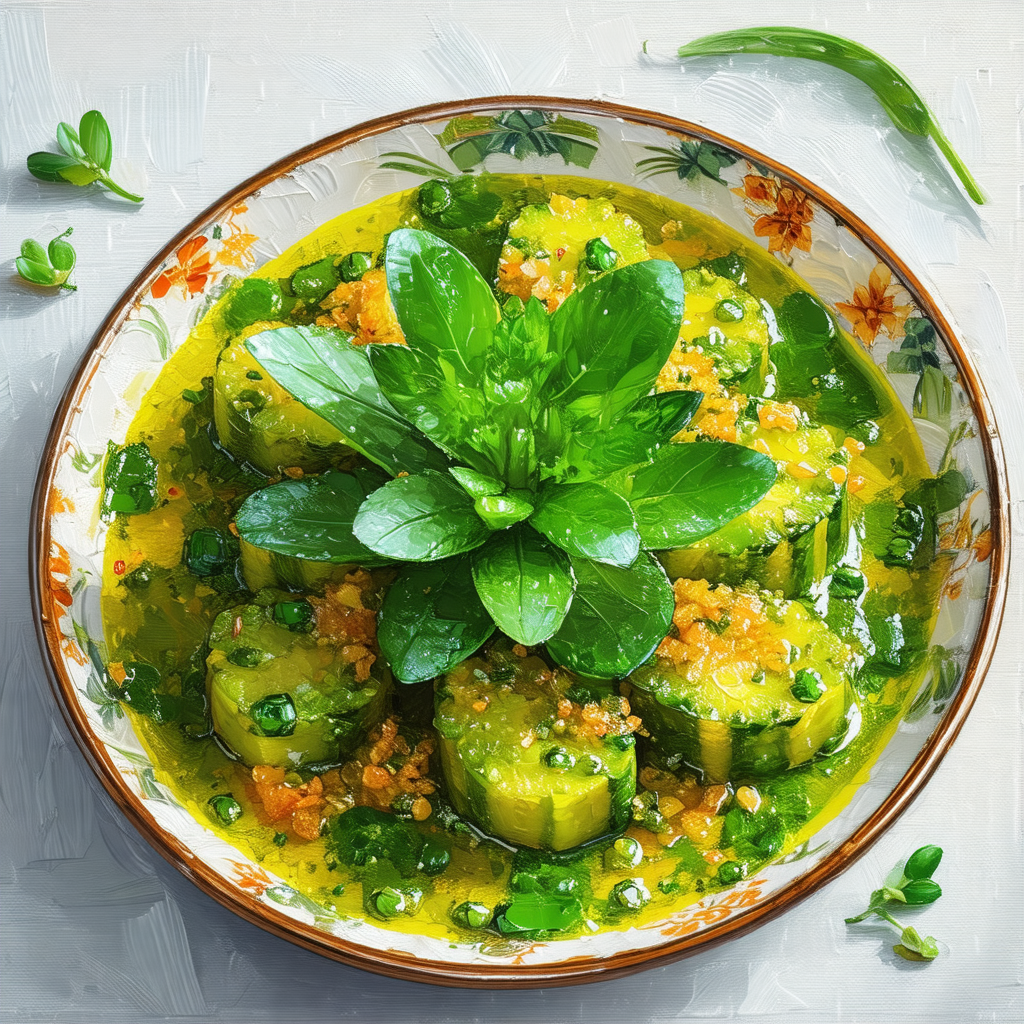 Bowl filled with a variety of vegetables, including cucum...