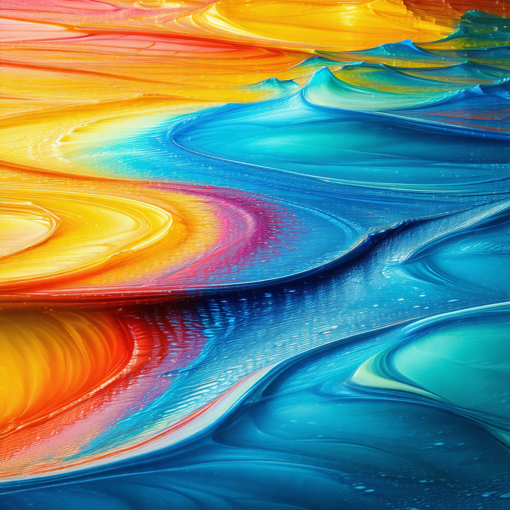 Large, colorful painting of a wave