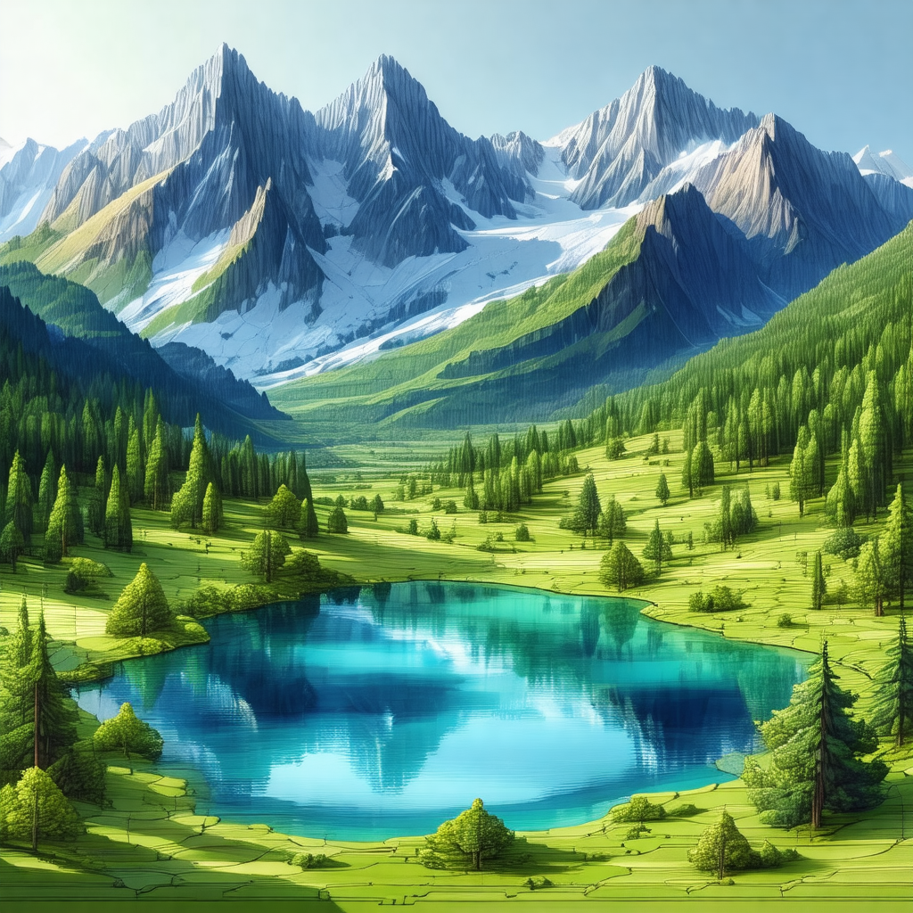Beautiful landscape with a large body of water, possibly ...