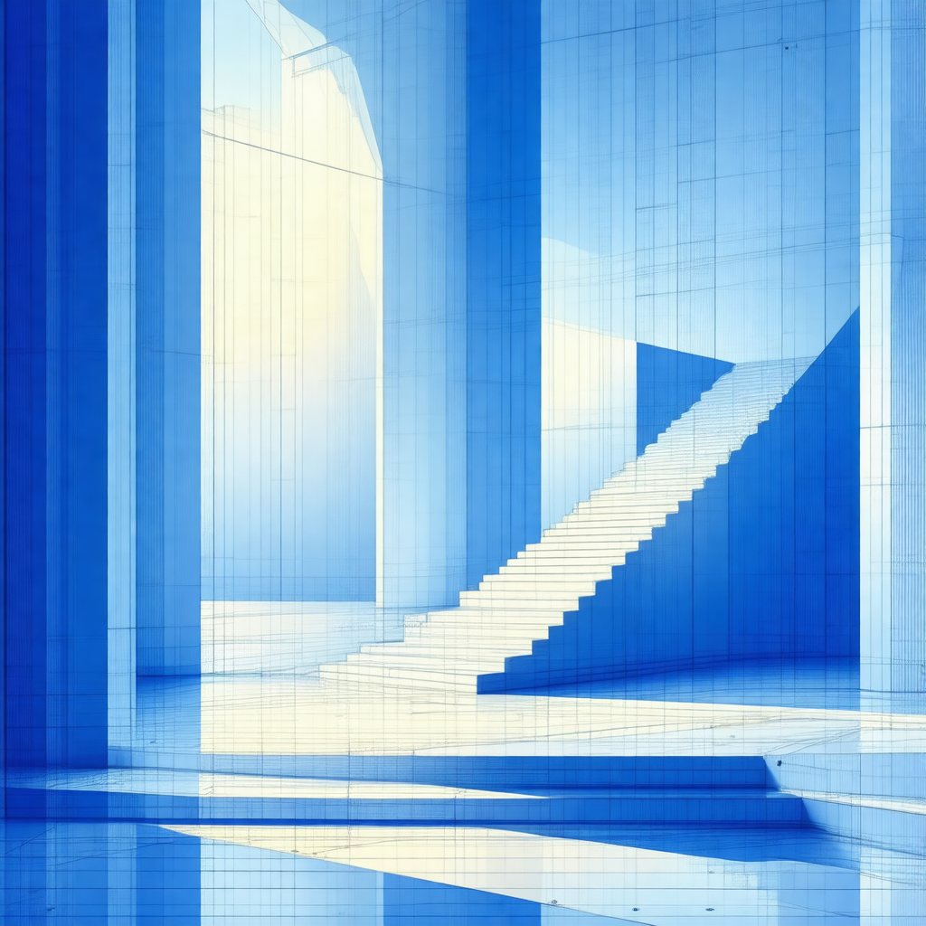 Blue staircase with a blue background
