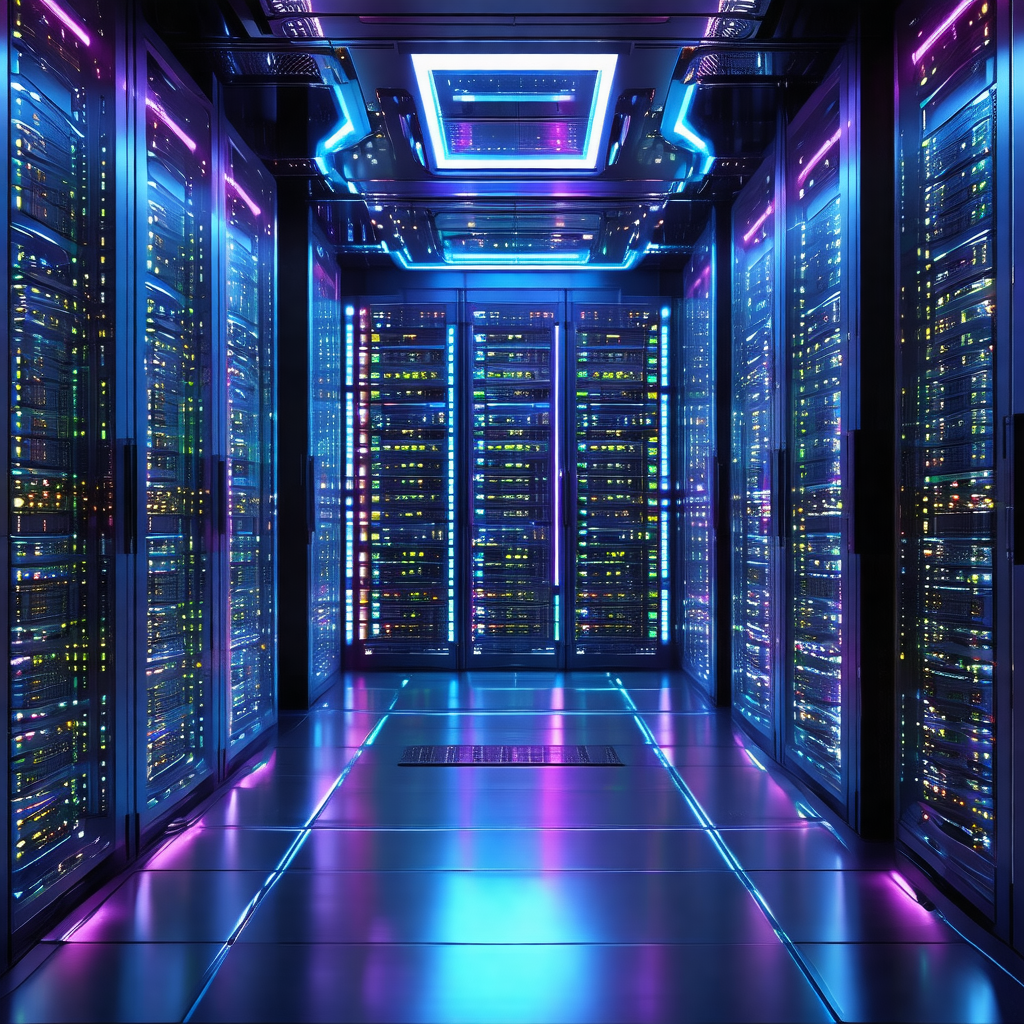 Large room filled with rows of computer servers