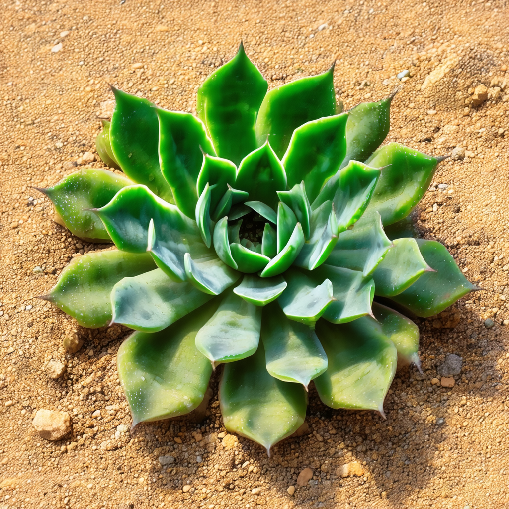Large, green cactus plant with a prominent, round center