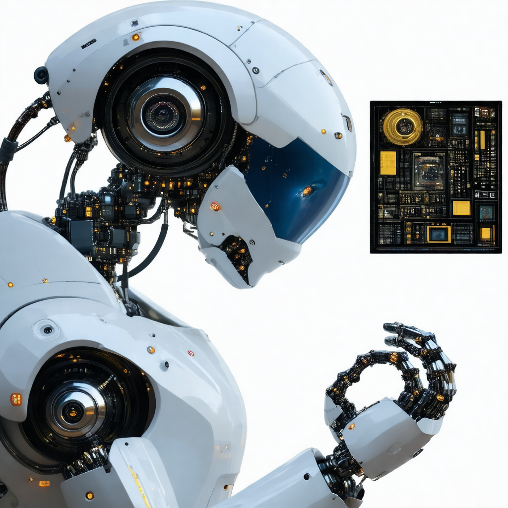 Robot with a white and black color scheme