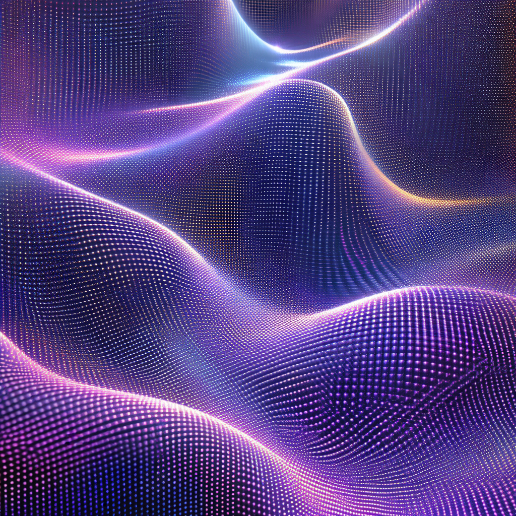 Purple and blue abstract art piece featuring a series of ...