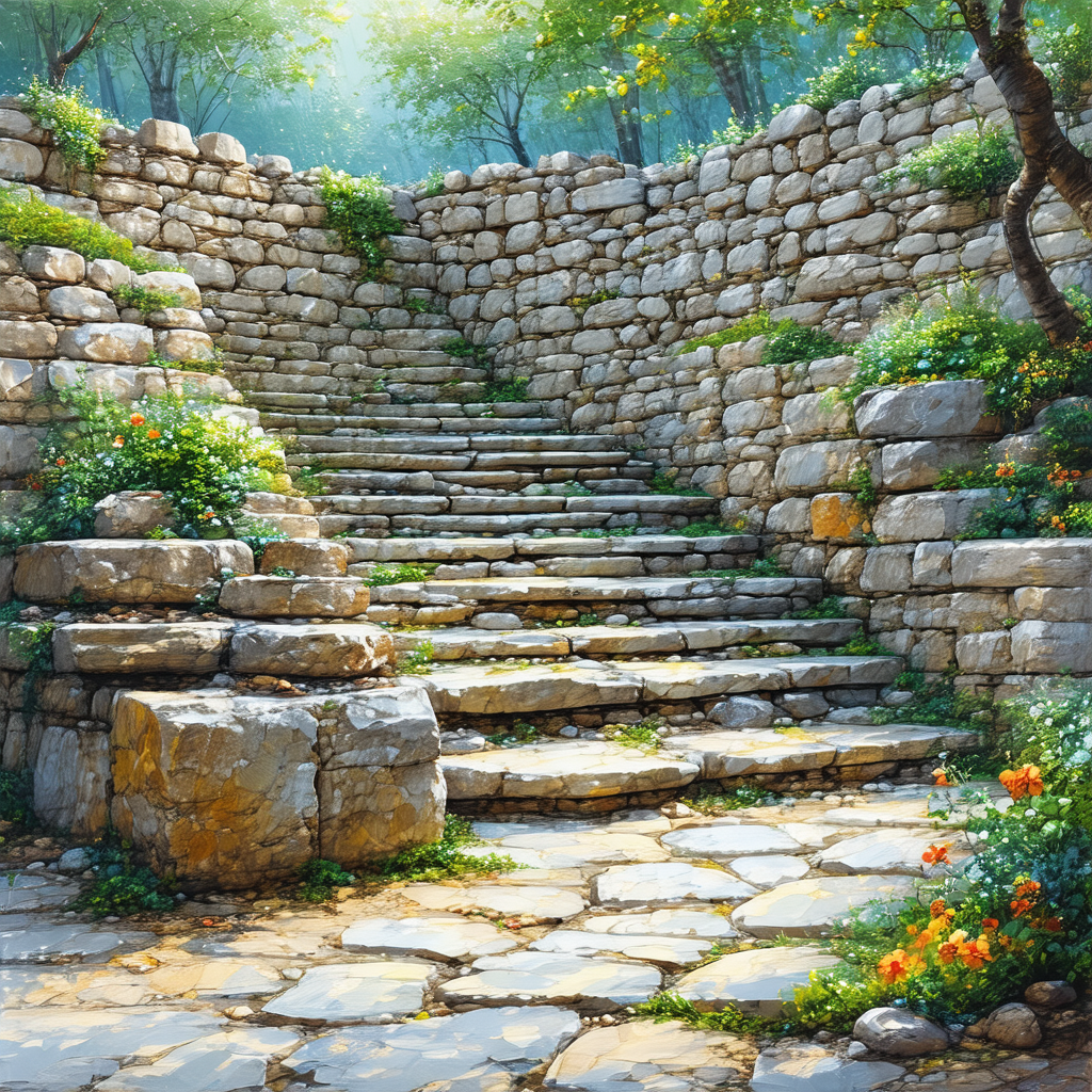 Stone staircase leading up a hill
