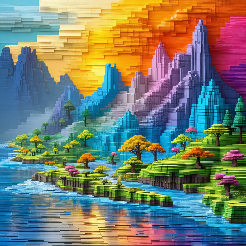 Colorful and detailed landscape made of legos