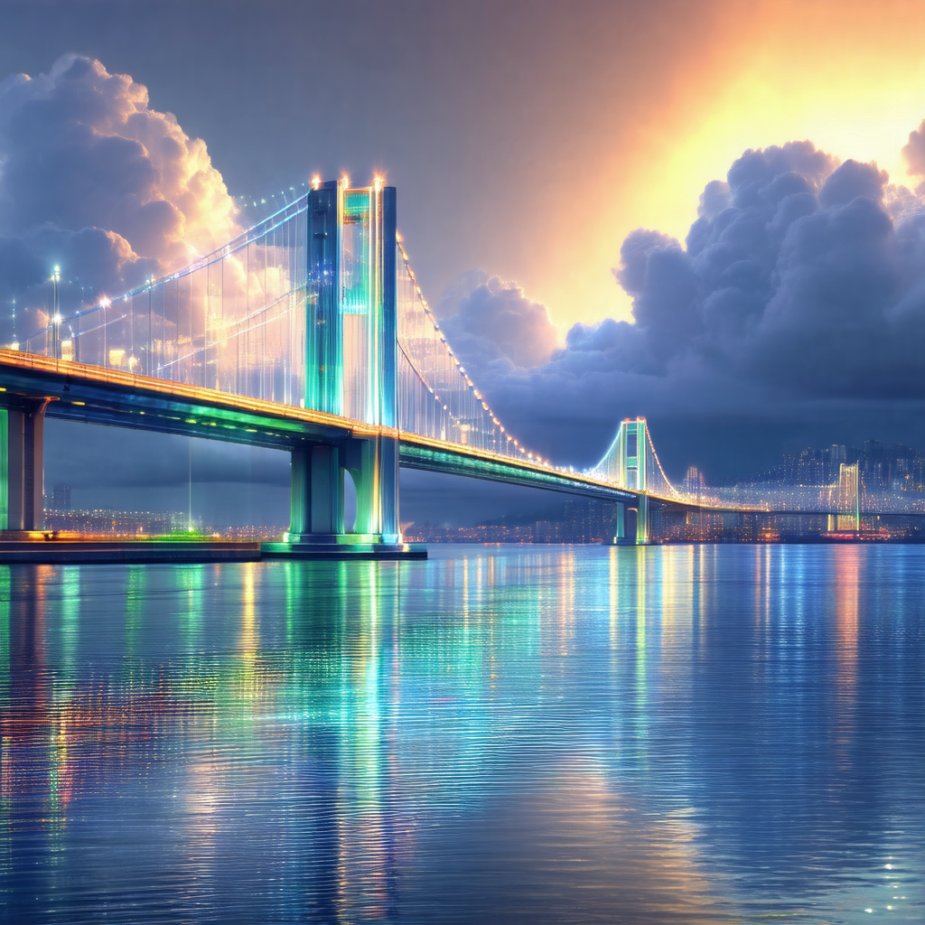 Large bridge spanning across a body of water