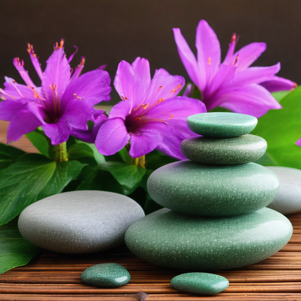 Beautiful arrangement of rocks and flowers
