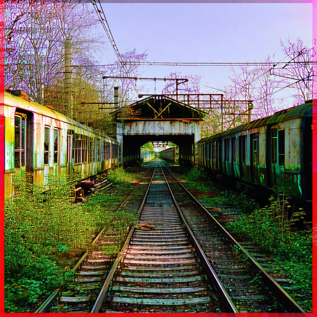 Train station with a train on the tracks