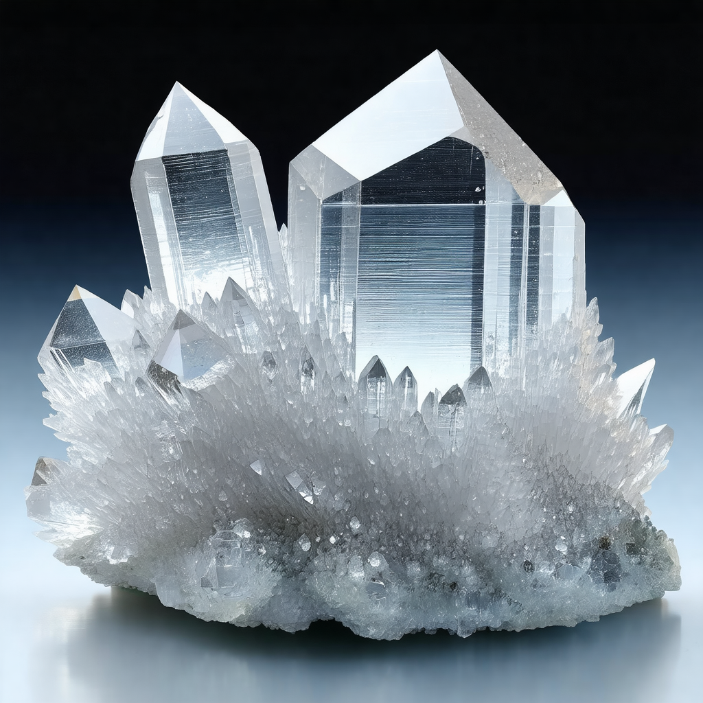 Large, clear crystal on display, possibly in a museum or ...
