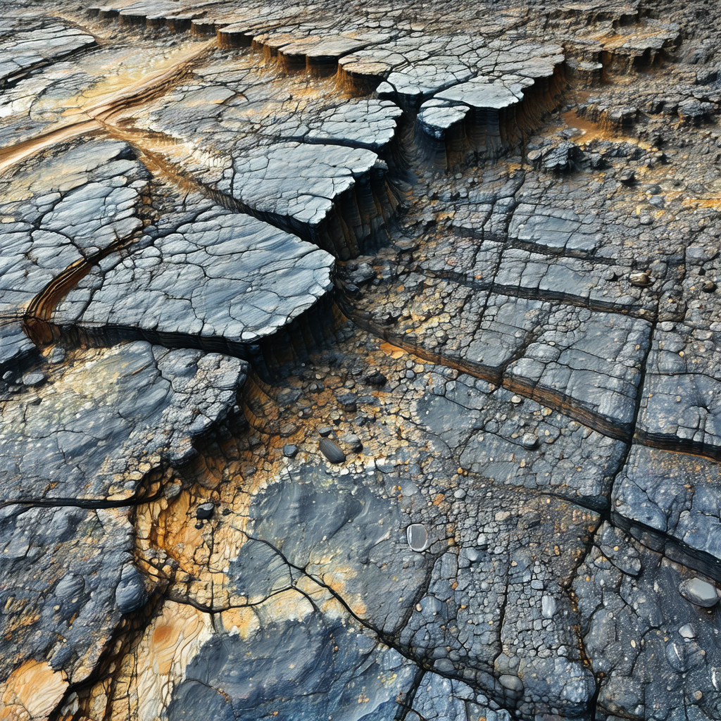Large, cracked, and broken rock formation