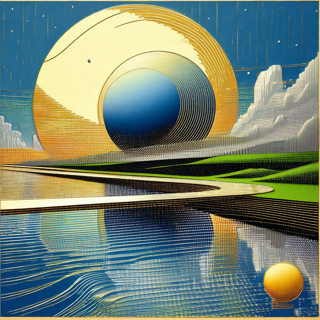 Large, round, yellow object floating in the sky above a b...