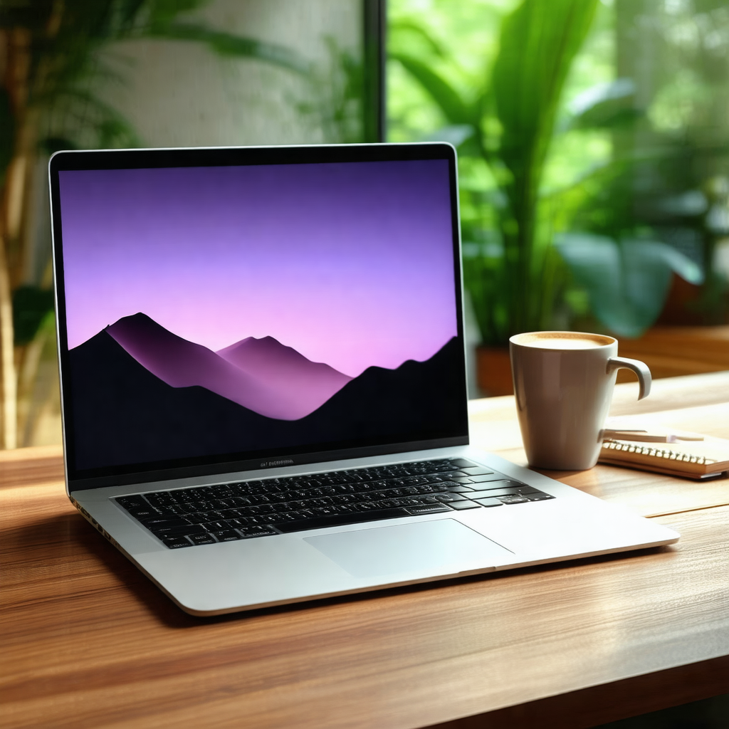 Laptop computer sitting on a wooden desk