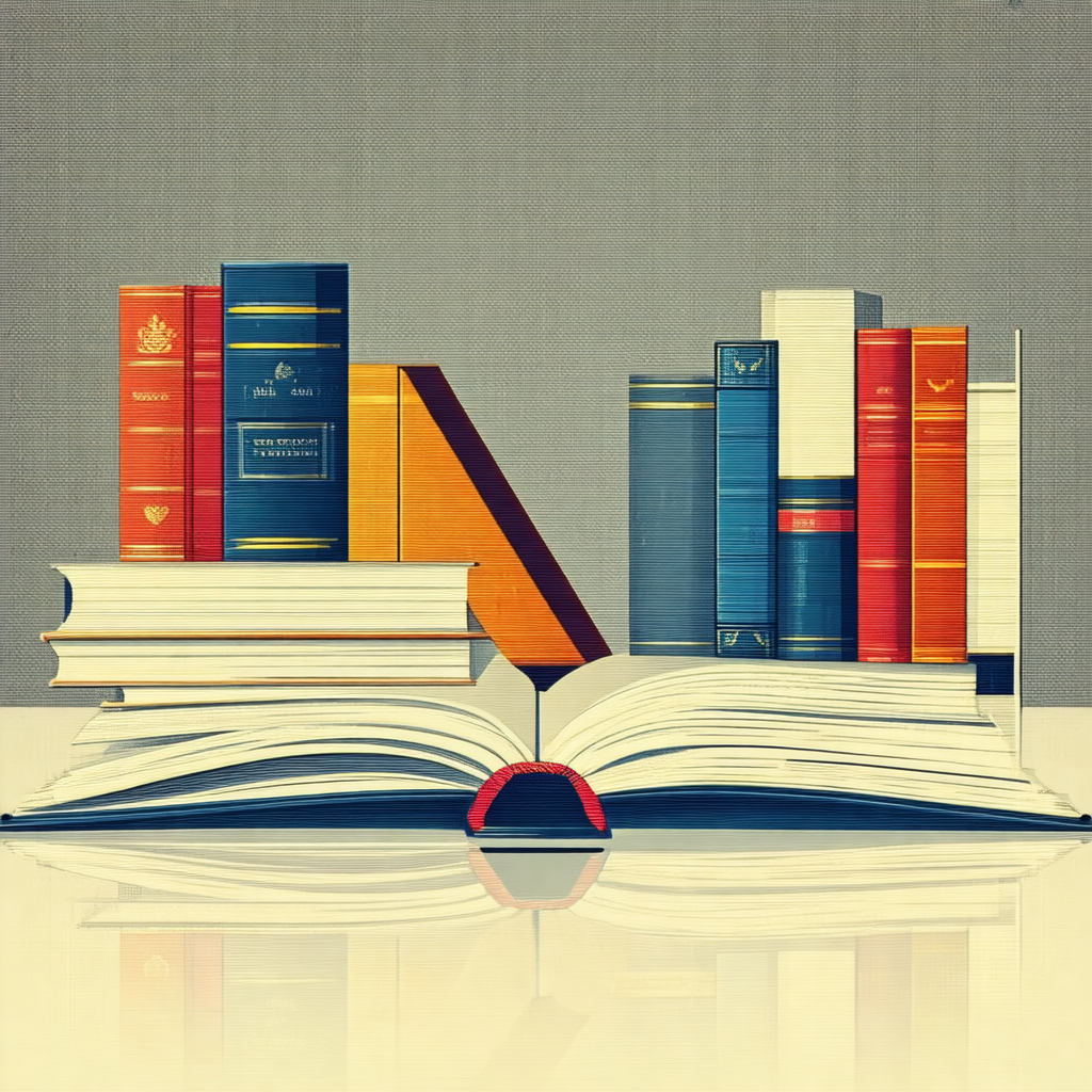 Collection of books stacked on top of each other